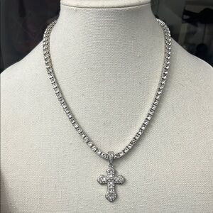 Rhinestone Cross Pendant Necklace